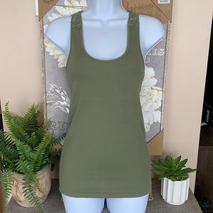 BANANA REPUBLIC Green Lace Detail Tank Top S